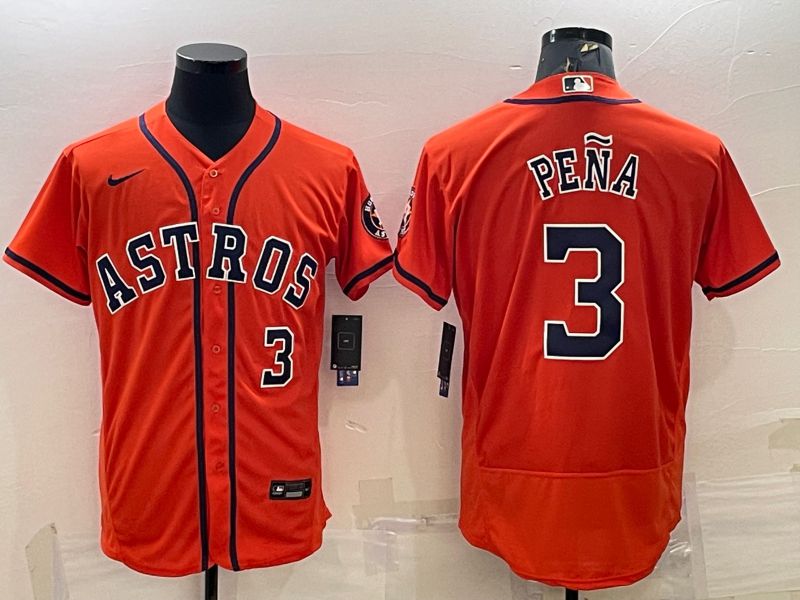 Men Houston Astros 3 Pena Orange Elite Nike 2022 MLB Jerseys